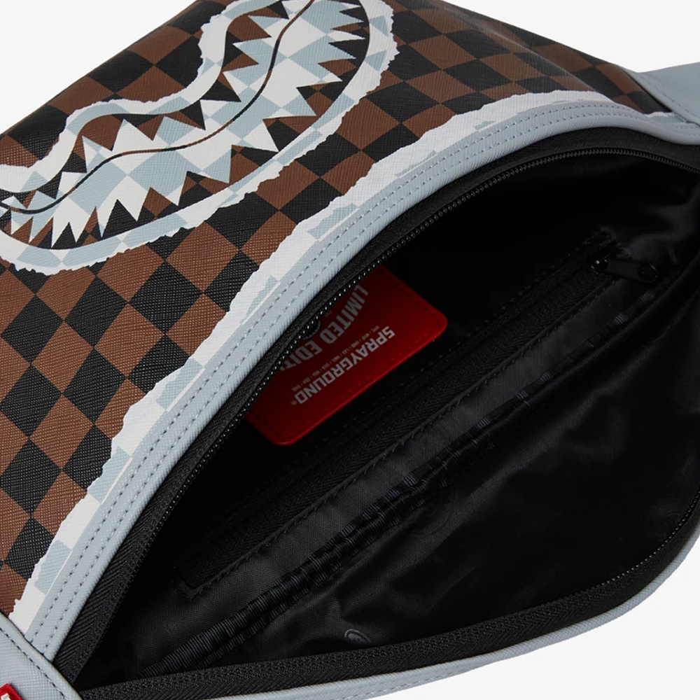 SPRAYGROUND Cream And Brown Tear Check Savvy Crossbody Unisex Τσαντάκι Μέσης - 2
